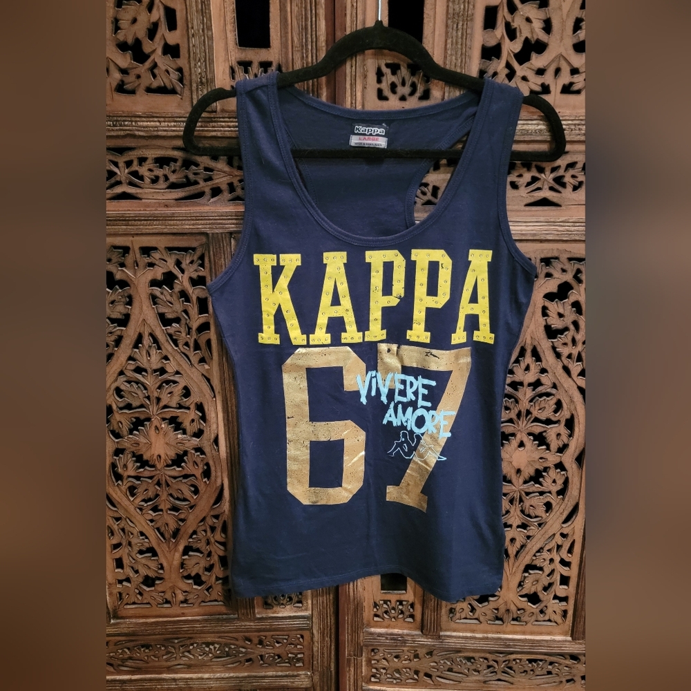 Kappa Navy Tank Top with Gold and Blue Accents